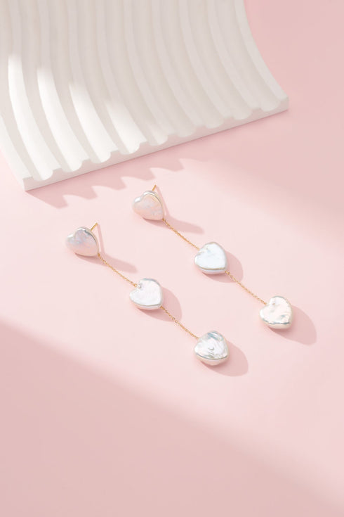 Heart Shape Baroque Pearl Long Earrings - May-Lynn Jewelry